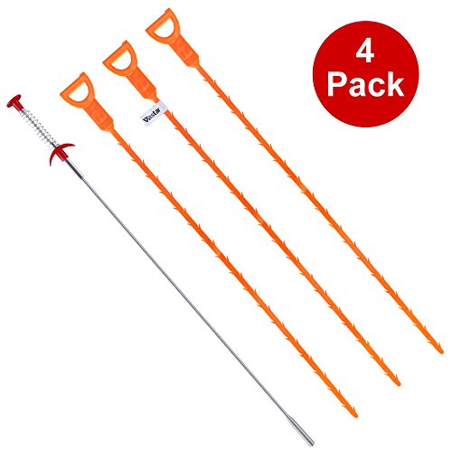 Vastar AD333 4 in 1 Drain Snake Hair Drain with 3 Pieces Drain Auger Clog Remover Cleaning Tool and 1 Pack Drain Relief Tool