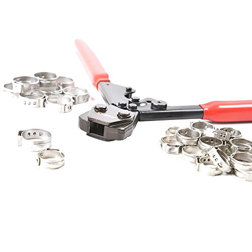 IWISS PEX CINCH Crimping Tool Crimper for Stainless Steel Clamps from 3/8"to 1" with 1/2" 20PCS and 3/4" 10PCS SS PEX Clamps