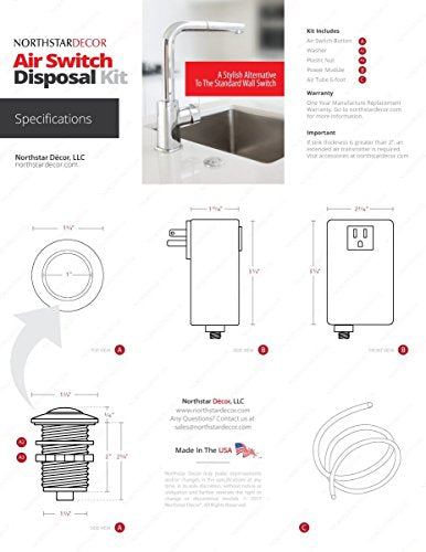 Northstar Décor AS010 Garbage Disposal Single Outlet Air Switch (Stainless Steel)