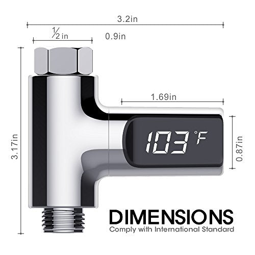 Tecboss LED Digital Shower Thermometer Battery Free Real Time Water Temperature Monitor Kids Adults - Home Hotel Essentials 2017 Patent Pending
