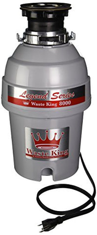 Waste King Legend Series 1 HP Continuous Feed Garbage Disposal with Power Cord - (L-8000)