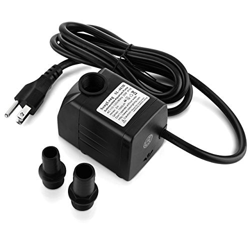 Homasy 400GPH Submersible Pump 25W Fountain Water Pump with 5.9ft Power Cord, 2 Nozzles for Aquarium, Fish Tank, Pond, Statuary, Hydroponics
