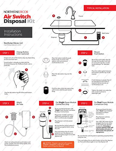 Northstar Décor AS010 Garbage Disposal Single Outlet Air Switch (Stainless Steel)