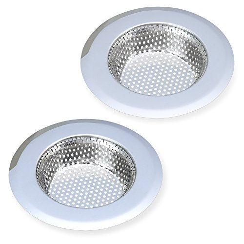 AULife Stainless Steel Kitchen Sink Strainer, Large Wide Rim 4.5" Diameter, Set of 2