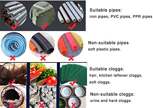 Drain Augers Plumbing Snake Pipe Cleaner Household Auger 1/4" x 25' Spring Cable with Gloves (25 feet, Red)