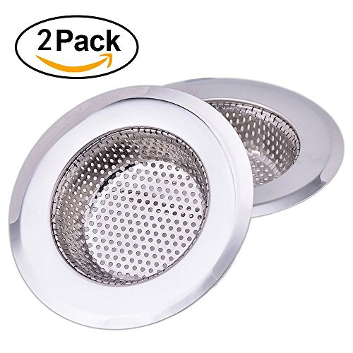 2 PCS Kitchen Sink Strainer - Heavy Duty Stainless Steel Basket Strainer By CORNERJOY,Large Wide Rim 4.5" Diameter - Perfect for Kitchen Sinks