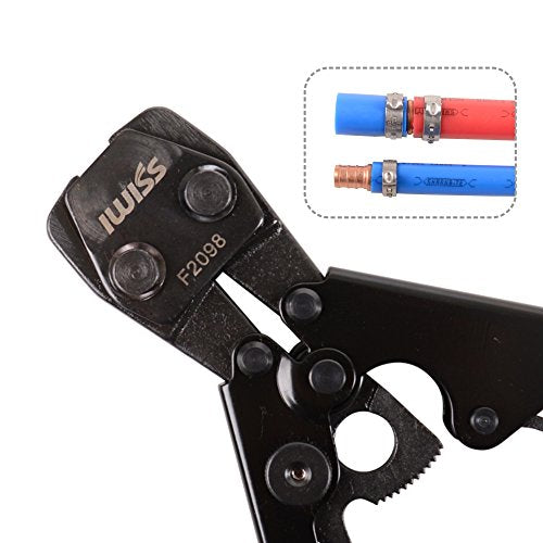 IWISS PEX CINCH Crimping Tool Crimper for Stainless Steel Clamps from 3/8"to 1" with 1/2" 20PCS and 3/4" 10PCS SS PEX Clamps