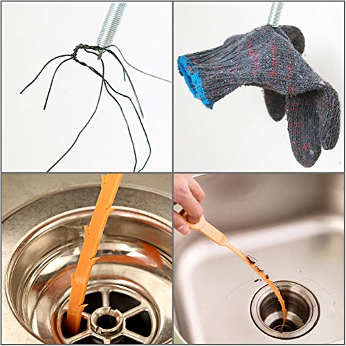 Homder 6 Pack Home Cleaning Brushes Tools Clog Remover Hair Equipment/Auger Type Clog Remover Tool for Drain Cleaning