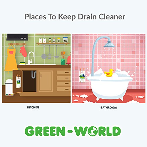 Drain Cleaner and Cleaning Tool by Green-world - Set of 3 Hair Drain Clog Remover and Removal Opener Sink and Bathtub, Toilet - Hook Catcher Unclogger and Auger Plumbing - Zip It