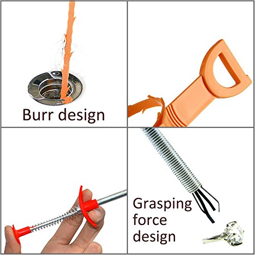 Homder 6 Pack Home Cleaning Brushes Tools Clog Remover Hair Equipment/Auger Type Clog Remover Tool for Drain Cleaning