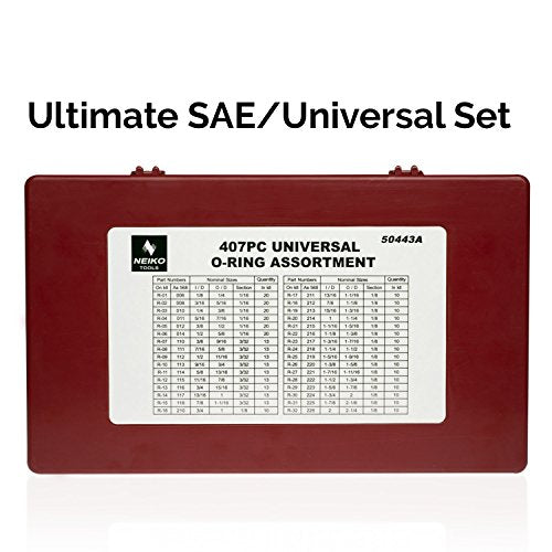 Neiko 50443A Universal O-Ring Assortment | 407-Piece Set | SAE