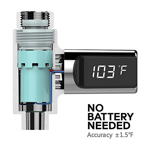 Tecboss LED Digital Shower Thermometer Battery Free Real Time Water Temperature Monitor Kids Adults - Home Hotel Essentials 2017 Patent Pending