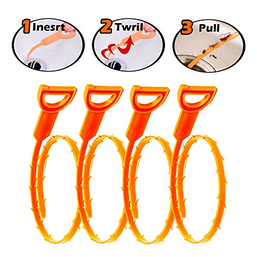 FATHER.SON Drain Clog Remover Snake, Plumbing Toilet Hair Snake Drain  Cleaner Auger Catcher for Kitchen, Sink, Bathroom, Tub, Shower(4 Pack  20inch)