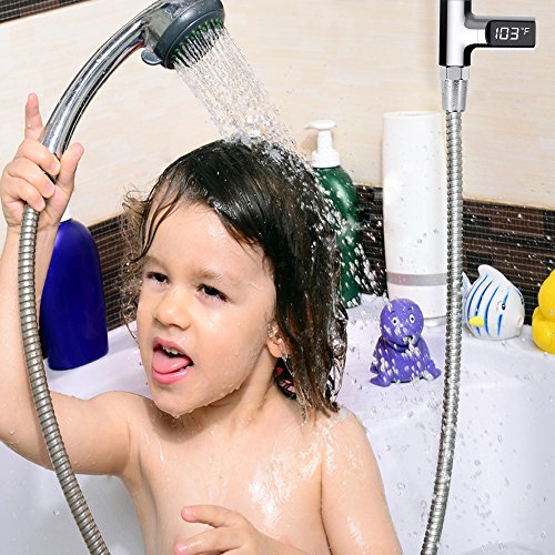 Tecboss LED Digital Shower Thermometer Battery Free Real Time Water Temperature Monitor Kids Adults - Home Hotel Essentials 2017 Patent Pending