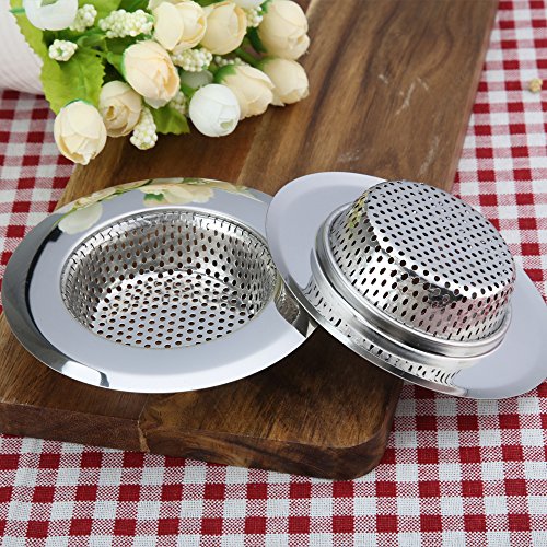 AULife Stainless Steel Kitchen Sink Strainer, Large Wide Rim 4.5" Diameter, Set of 2
